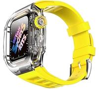 Étui à la montre Ice Clear avec Kit de modification de la sangle de fluororubber ， pour la série 8 7 45 mm ， Band de couverture de montre transparent ， pour SE 6 5 4 44 mm