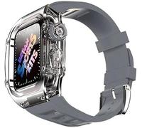 Étui à la montre Ice Clear avec Kit de modification de la sangle de fluororubber ， pour la série 8 7 45 mm ， Band de couverture de montre transparent ， pour SE 6 5 4 44 mm