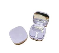 Étui à lentilles de Contact en forme cœur avec miroir, Mini boîte conteneur soins des yeux, Kits voyage, organisateur d'accessoires for lunettes, 2 pièces(Purple no heart)