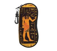 Étui à lunettes avec fermeture éclair Motif dieu égyptien ancien Anubis Avec clips, Noir , taille unique