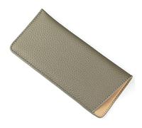 Étui à lunettes de soleil portable en cuir véritable et daim pour homme et femme, à enfiler, unisexe, Cuir gris-litchi, taille unique