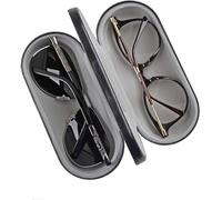 Étui à lunettes double coque rigide, étui de protection double couche pour deux paires de lunettes, étui à lunettes portable en cuir PU avec couleur noire pour homme et femme