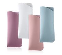 Étui à Lunettes en Cuir Souple - 4 Pcs Pochette de Protection pour Lunettes de Soleil, 7,2 x 17,2 cm, 4 Couleurs, pour Femmes et Hommes