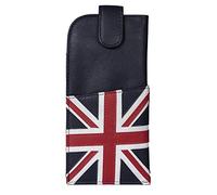 Étui à lunettes en cuir souple Motif Union Jack Mala leather, bleu marine, L