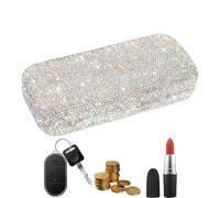 Étui À Lunettes - Étui À Lunettes Brillant Strass Avec Fermeture À Pression | Étuis À Lunettess Brillants En Strass, Porte-cartes Portable Multifonctionnel D'accès Facile, Accessoires D'intérieur De V