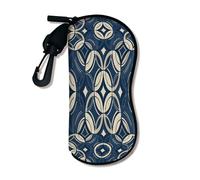 Étui à lunettes géométrique souple, élégant motif bleu marine, support de lunettes avec fermeture éclair, rangement portable en néoprène pour lunettes de soleil, 7,6 x 17,8 cm