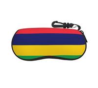 Étui à lunettes imprimé drapeau de la Roumanie - Pochette de protection à fermeture éclair, sac portable pour lunettes de soleil, portefeuille de voyage, Drapeau de l'île Maurice, taille unique