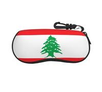 Étui à lunettes imprimé drapeau de la Roumanie - Pochette de protection à fermeture éclair, sac portable pour lunettes de soleil, portefeuille de voyage, Drapeau du Liban, taille unique