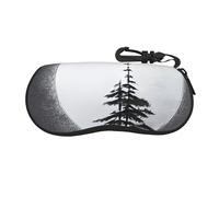 Étui à lunettes Moon Pine Tree - Étui souple portable avec fermeture éclair - Convient aux hommes et aux femmes.