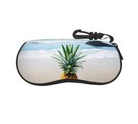 Étui à lunettes portable pour homme et femme - Motif ananas par mer - Souple - Résistant aux rayures - Sac de voyage pour lunettes de soleil - Léger - Pour la course à pied et la randonnée