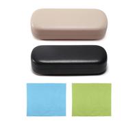Étui À Lunettes Rigide 2 Pièces, Tissu À Lunettes 2 Pièces, Étui À Lunettes En Cuir Pu, Étui À Lunettes De Protection, Étui À Lunettes De Soleil Portable, Étui À Lunettes Pour Myopie