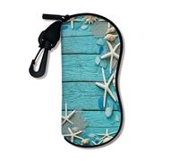 Étui à lunettes souple en néoprène avec fermeture éclair et crochet pour lunettes de soleil - 7,6 x 17,8 cm - Bleu nautique