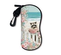 Étui à lunettes souple en néoprène avec fermeture éclair Motif floral, floral, 3x7 Inch