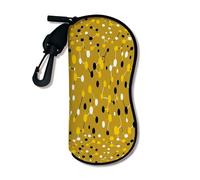 Étui à lunettes souple funky, support de lunettes moderne à pois jaunes avec clip à fermeture éclair, sac de rangement portable en néoprène pour lunettes de soleil, 7,6 x 17,8 cm