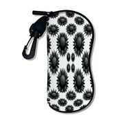 Étui à lunettes souple noir Sunburst - Motif géométrique moderne - Avec crochet à fermeture éclair - Sac de rangement portable en néoprène pour lunettes de soleil - 7,6 x 17,8 cm