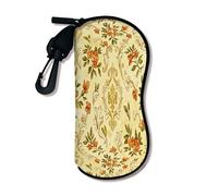 Étui à lunettes souple vintage à motif floral élégant avec crochet à fermeture éclair, étui de voyage en néoprène pour lunettes de soleil 7,6 x 17,8 cm