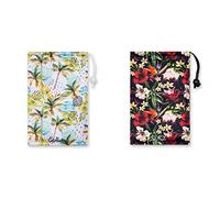 Étui à Lunettes Souples ET Chiffons de Nettoyages en Microfibre - "Tout-en-Un": Protéger et Trouver et Nettoyez vos lunettes de soleil sans les sortir du sac. Étui Tropical et Plage de Palmiers
