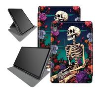Étui à motif tête de mort pour iPad 10{^>e<^} génération 10,9" version 2022 (numéro de modèle : A2696 A2757 A2777), support pliable rotatif à 360 degrés, plusieurs angles de vue avec mise en veille