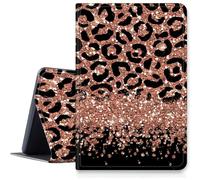 Étui à paillettes léopard pour iPad Air 11" 2024 M2, résistant aux chocs, pliable en cuir synthétique, support réglable avec mise en veille/réveil automatique pour iPad Air 11" 2024 Air M2