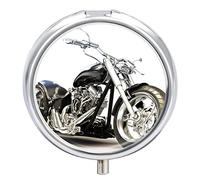 Étui À Pilules Moto Noire Pilulier De Voyage Portable À 2 Compartiments
