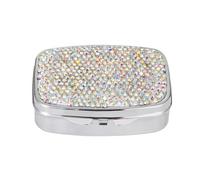 Étui à pilules scintillantes avec 2 compartiments Crystal Diamonds Étui à pilules Petit médecin pour les voyages et le portefeuille