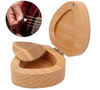Étui à Plectres, Boîte à Médiators en Bois de Hêtre, Petite Boîte à Plectres en Forme de Cœur, Amusant et Durable pour le Rangement des Pièces de Guitare du Guitariste,