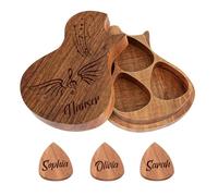 Etui à plectres de guitare personnalisé avec 3 plectres, étui à plectres de guitare en bois gravé nom Cadeaux pour Elle Son Ami Anniversaire Noël Saint-Valentin