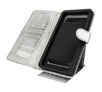 Étui à Pois pour Smartphone 5,0 à 5,3 Clapet Portefeuille Support et Miroir Argent