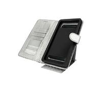 Etui à Pois pour Smartphone 5,3 à 5,5 Clapet Portefeuille Support et Miroir Argent