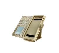 Etui à Pois pour Smartphone 5,3 à 5,5 Clapet Portefeuille Support et Miroir Dorée
