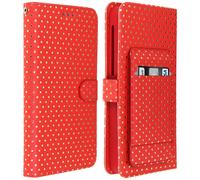Etui À Pois Smartphone 3,8 À 4,3 Clapet Portefeuille Support Et Miroir Rouge
