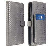Etui À Pois Smartphone 5,0 À 5,3 Clapet Portefeuille Support Et Miroir Argent