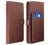 Etui À Pois Smartphone 5,0 À 5,3 Clapet Portefeuille Support Et Miroir Marron