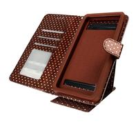 Etui à Pois Smartphone 5,0 à 5,3 Clapet Portefeuille Support et Miroir marron