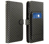 Etui À Pois Smartphone 5,0 À 5,3 Clapet Portefeuille Support Et Miroir Noir