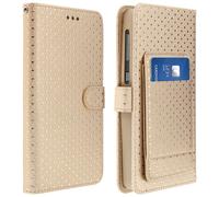 Etui À Pois Smartphone 5,3 À 5,5 Clapet Portefeuille Support Et Miroir Doré