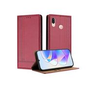 Etui à rabat antichoc Huawei P20 Lite aimant porte-cartes support Rouge