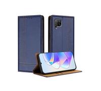 Etui à rabat antichoc Huawei P40 Lite aimant intégré porte-cartes 2 emplacements Bleu