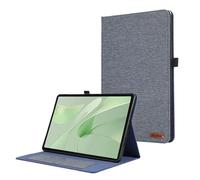 Étui à Rabat en Tissu Doux for Tablette, étui adapté à Huawei MatePad 12x12 Pouces 2024, Support Avant, Coque arrière en Silicone(Blue)