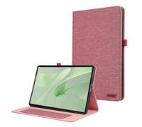 Étui à Rabat en Tissu Doux for Tablette, étui adapté à Huawei MatePad 12x12 Pouces 2024, Support Avant, Coque arrière en Silicone(Rose Red)