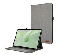 Étui à Rabat en Tissu Doux for Tablette, étui adapté à Huawei MatePad 12x12 Pouces 2024, Support Avant, Coque arrière en Silicone(Gray)