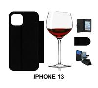 Etui à rabat iPhone 13 - Verre de vin - Simili-cuir - Noir - MY-KASE - Coque Rigide - Aimantée