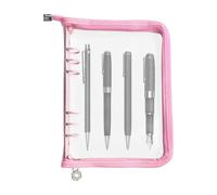 Étui à rabat pour cahiers - 6 anneaux Fermeture éclair PVC transparent - 25 x 18 cm Budget Shell avec couverture, pour une utilisation dans les études scolaires d'affaires