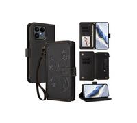 Etui à rabat pour Fairphone 6 , coque portefeuille antichoc avec fermeture éclair, porte-cartes et support intégré, compatible avec Fairphone 6-Noir