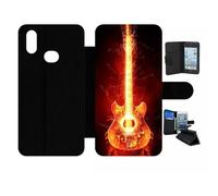 Etui À Rabat Pour Galaxy A10s - Blazing Guitare - Simili-Cuir - Noir