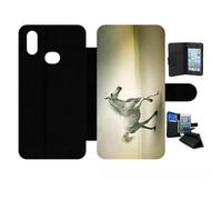 Etui À Rabat Pour Galaxy A10s - Cheval Blanc En Course - Simili-Cuir - Noir