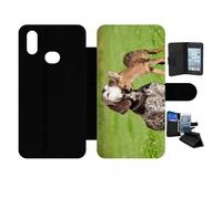 Etui À Rabat Pour Galaxy A10s - Chien Et Petit Chevreuil - Simili-Cuir - Noir