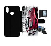 Etui À Rabat Pour Galaxy A10s - Voiture De Sport - Simili-Cuir - Noir