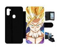 Etui À Rabat Pour Galaxy A11 - Dbz San Gohan Super Sayen 2 Ssj2 - Simili-Cuir - Noir