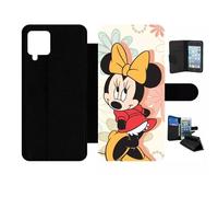 Etui À Rabat Pour Galaxy A12 - Disney Minnie Timide - Simili-Cuir - Noir